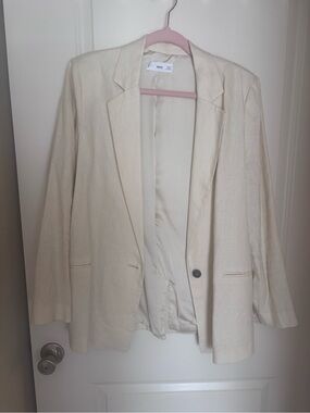 NWOT — MANGO Cream Tailored Linen-Blend Blazer